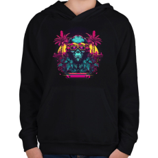 PRINTFASHION Cyberpunk majom - Gyerek kapucnis pulóver - Fekete