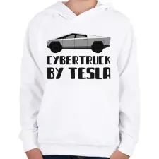 PRINTFASHION CYBERTRUCK BY TESLA - Gyerek kapucnis pulóver - Fehér gyerek pulóver, kardigán