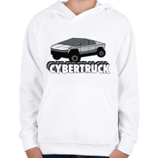 PRINTFASHION Cybertruck - Gyerek kapucnis pulóver - Fehér gyerek pulóver, kardigán