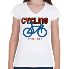 PRINTFASHION Cycling Fanatist - Női V-nyakú póló - Fehér női póló