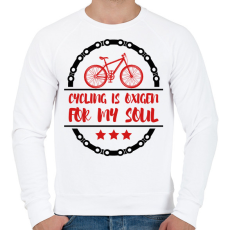 PRINTFASHION Cycling is oxigen for my soul - Férfi pulóver - Fehér