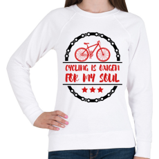 PRINTFASHION Cycling is oxigen for my soul - Női pulóver - Fehér