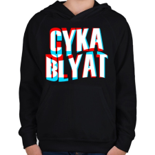 PRINTFASHION Cyka Blyat - Gyerek kapucnis pulóver - Fekete gyerek pulóver, kardigán