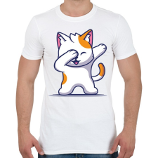 PRINTFASHION Dab Cat - Férfi póló - Fehér férfi póló