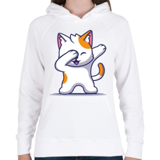PRINTFASHION Dab Cat - Női kapucnis pulóver - Fehér