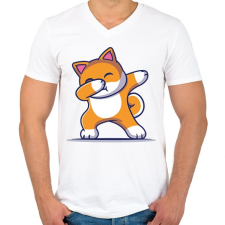 PRINTFASHION Dab dog  - Férfi V-nyakú póló - Fehér férfi póló