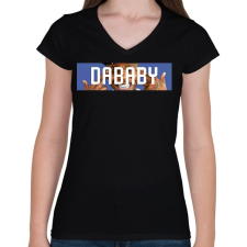 PRINTFASHION DaBaby - Női V-nyakú póló - Fekete női póló