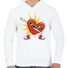 PRINTFASHION Dabbelő szív - Férfi kapucnis pulóver - Fehér férfi pulóver, kardigán