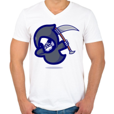 PRINTFASHION Dabbing Kaszás - Férfi V-nyakú póló - Fehér férfi póló