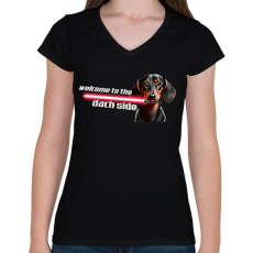 PRINTFASHION dach side - Női V-nyakú póló - Fekete