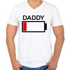 PRINTFASHION DADDY - Férfi V-nyakú póló - Fehér férfi póló