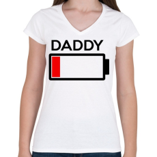 PRINTFASHION DADDY - Női V-nyakú póló - Fehér