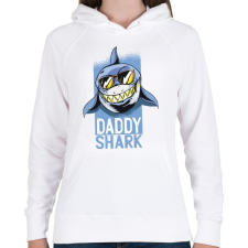 PRINTFASHION Daddy shark - apa cápa - Női kapucnis pulóver - Fehér női pulóver, kardigán
