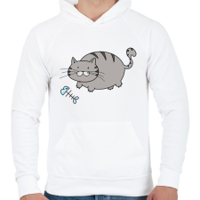 PRINTFASHION Dagi cica - Férfi kapucnis pulóver - Fehér férfi pulóver, kardigán