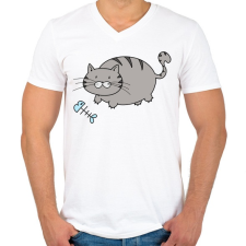 PRINTFASHION Dagi cica - Férfi V-nyakú póló - Fehér férfi póló