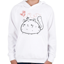 PRINTFASHION Dagi cica - Gyerek kapucnis pulóver - Fehér gyerek pulóver, kardigán