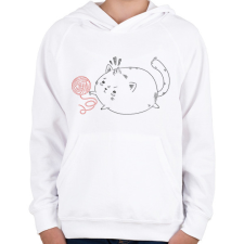 PRINTFASHION Dagi cica - Gyerek kapucnis pulóver - Fehér gyerek pulóver, kardigán