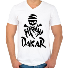 PRINTFASHION Dakar skull - Férfi V-nyakú póló - Fehér férfi póló