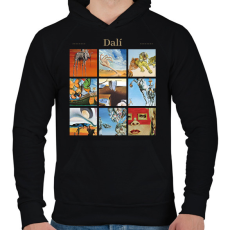 PRINTFASHION Dalí - részletek - Férfi kapucnis pulóver - Fekete