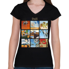 PRINTFASHION Dalí - részletek - Női V-nyakú póló - Fekete női póló