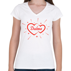PRINTFASHION Dalma - Női V-nyakú póló - Fehér