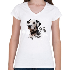 PRINTFASHION dalmata - Női V-nyakú póló - Fehér női póló