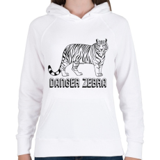 PRINTFASHION Danger zebra - Női kapucnis pulóver - Fehér