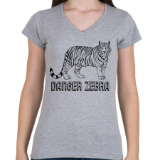 PRINTFASHION Danger zebra - Női V-nyakú póló - Sport szürke női póló