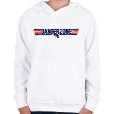 PRINTFASHION Danger Zone - Gyerek kapucnis pulóver - Fehér