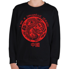 PRINTFASHION Dangerous dragon - Gyerek pulóver - Fekete