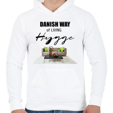 PRINTFASHION danish way of living hygge - Férfi kapucnis pulóver - Fehér férfi pulóver, kardigán