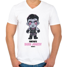 PRINTFASHION Dark Jonesy - Fortnite Season 8 - Férfi V-nyakú póló - Fehér férfi póló