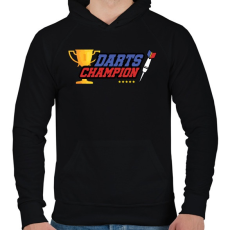 PRINTFASHION Darts bajnok - Férfi kapucnis pulóver - Fekete