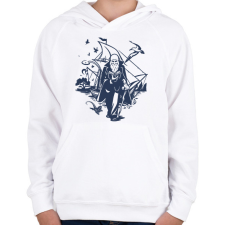 PRINTFASHION Darwin utazásai - Gyerek kapucnis pulóver - Fehér gyerek pulóver, kardigán