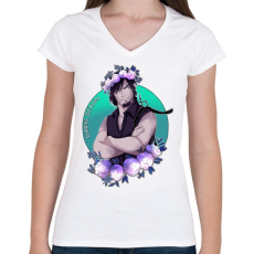 PRINTFASHION DarylD - Női V-nyakú póló - Fehér