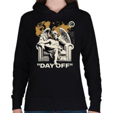 PRINTFASHION "Day Off" - Női kapucnis pulóver - Fekete női pulóver, kardigán