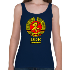 PRINTFASHION DDR NDK Műhely Tuning Címer (3 szín) - Női atléta - Sötétkék női trikó