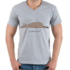 PRINTFASHION De(er)pressed - Férfi V-nyakú póló - Sport szürke