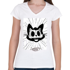 PRINTFASHION Dead inside - Női V-nyakú póló - Fehér