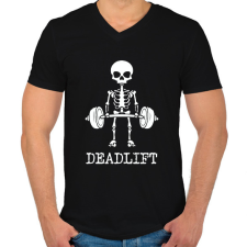 PRINTFASHION Deadlift - Férfi V-nyakú póló - Fekete férfi póló