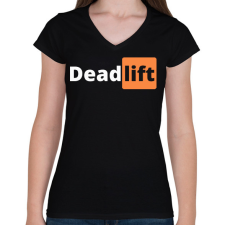 PRINTFASHION Deadlift - Női V-nyakú póló - Fekete női póló