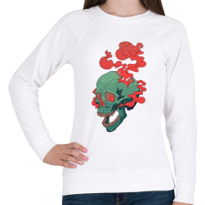 PRINTFASHION Deadly Skull - Női pulóver - Fehér női pulóver, kardigán