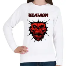 PRINTFASHION DEAMON - Női pulóver - Fehér női pulóver, kardigán
