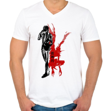 PRINTFASHION Death note - Férfi V-nyakú póló - Fehér