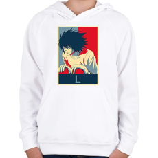 PRINTFASHION Death Note - L - Gyerek kapucnis pulóver - Fehér