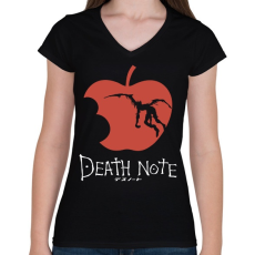 PRINTFASHION Death Note - Női V-nyakú póló - Fekete