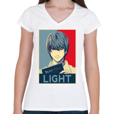 PRINTFASHION Death Note - Yagami - Női V-nyakú póló - Fehér női póló