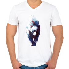 PRINTFASHION Death run - Férfi V-nyakú póló - Fehér férfi póló