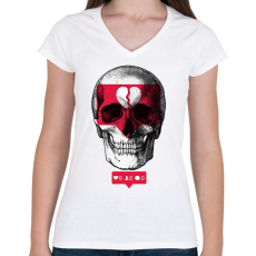 PRINTFASHION Deathgram - Női V-nyakú póló - Fehér