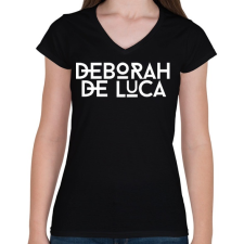 PRINTFASHION Deborah de Luca - Női V-nyakú póló - Fekete női póló
